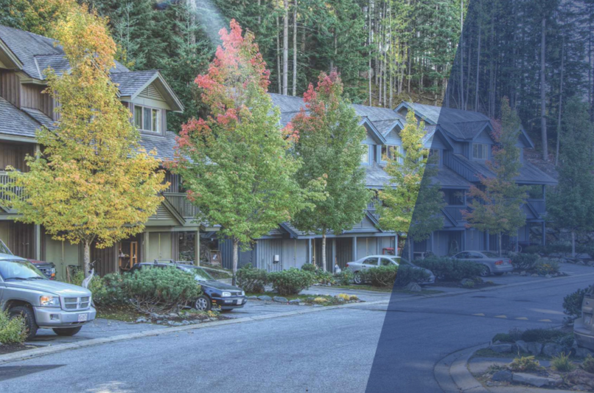 Employee-oriented Whistler townhome community surrounded by autumn forest