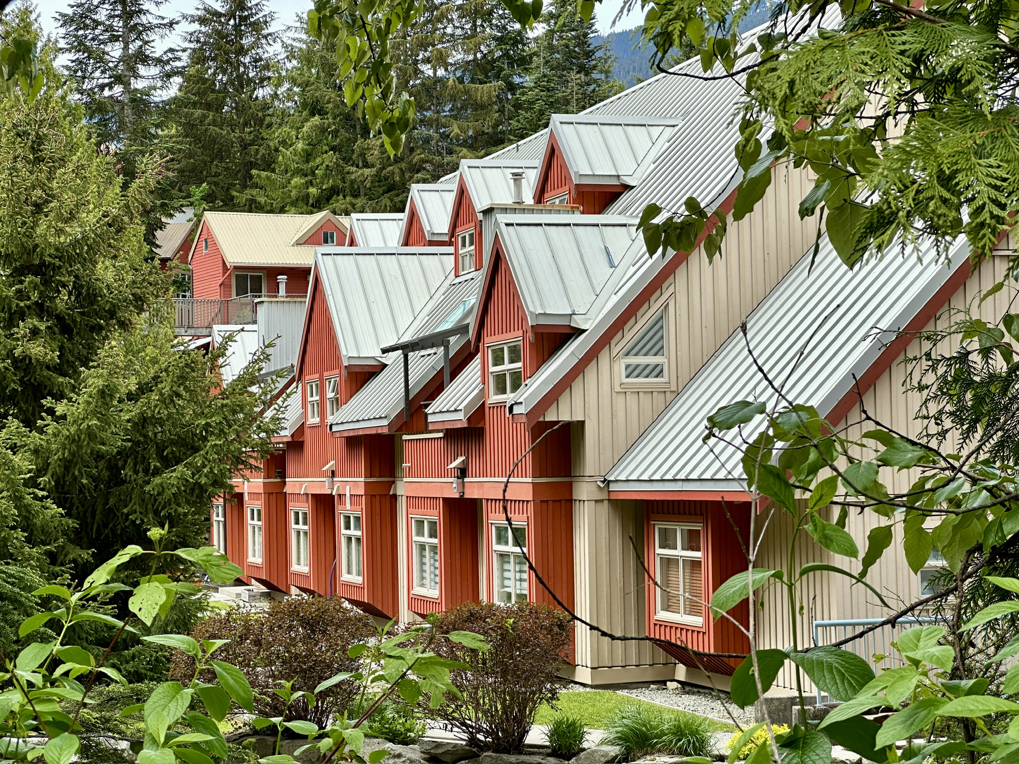 Whistler strata townhome rooflines and exterior building components