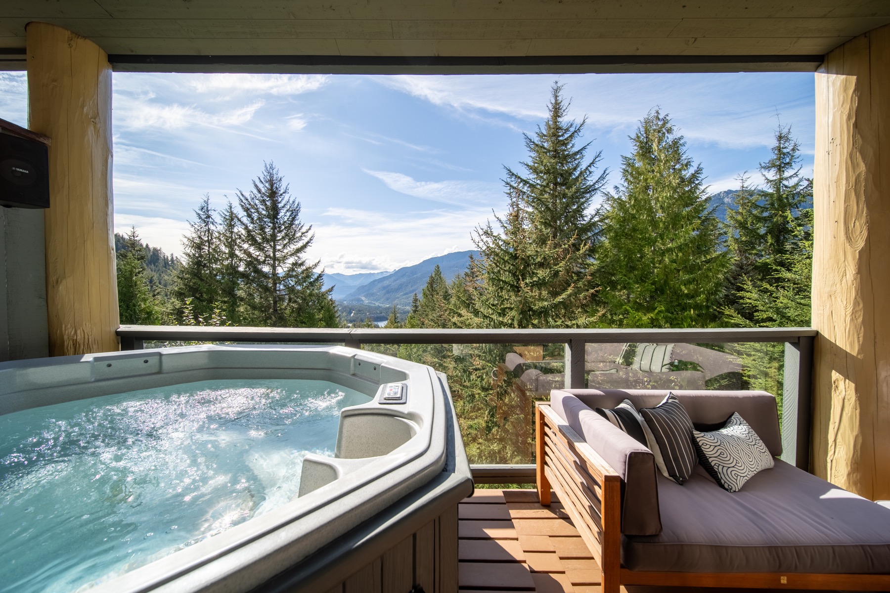 Private Whistler deck overlooking the valley and mountains
