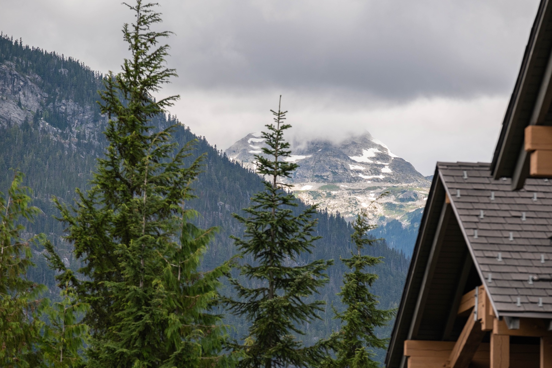 Whistler mountain landscape viewed from a home in Creekside
